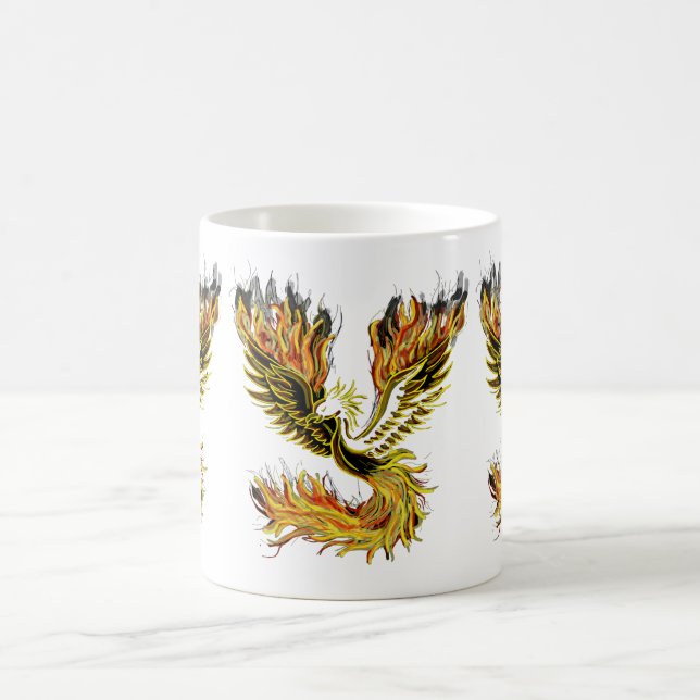 Taza De Café Phoenix Rising - Pájaro mítico de fuego y renacimi (Centro)