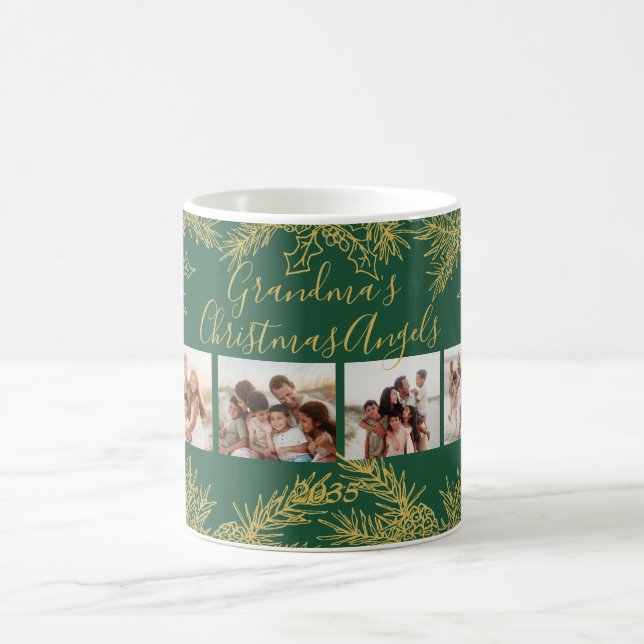 Taza De Café Photo Collage Custom Elegant Grandma's Christmas  (Centro)
