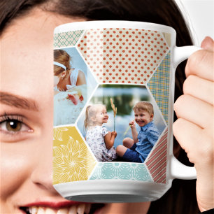 Taza De Café Photo Hexagon   Quilt Pattern Four Image Collage