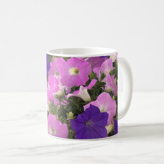Taza De Café Photo Image Of Morning Glory Pink & Purple Flowers (Anverso derecho)
