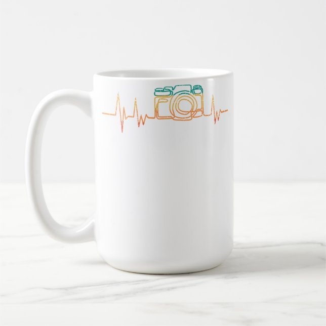 Taza De Café Photographer Heartbeat Retro Camera Photography Ca (Izquierda)