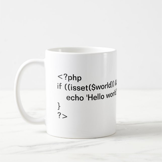 Taza De Café PHP Hello World! código condicional mug (Izquierda)