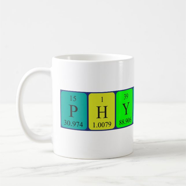Taza De Café Physics nombre de tabla periódica mug (Izquierda)