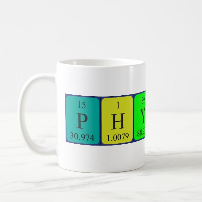 Taza De Café Physics nombre de tabla periódica mug (Izquierda)