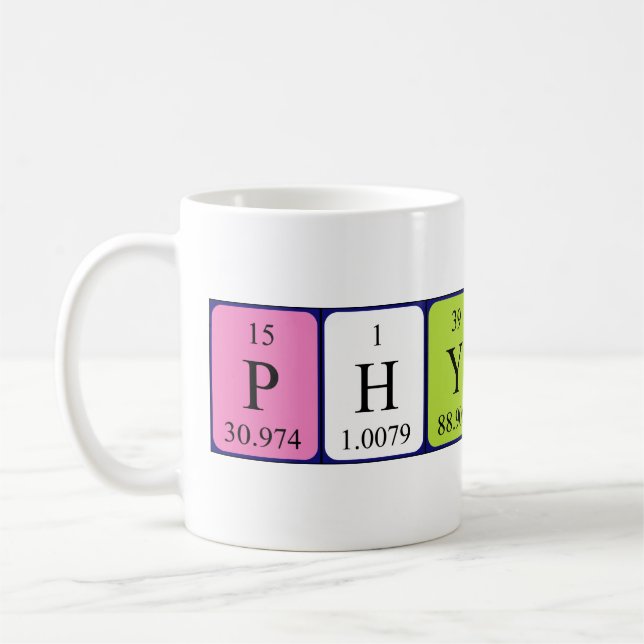 Taza De Café Physics nombre de tabla periódica mug (Izquierda)