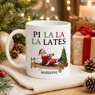 Taza De Café Pi La La La Lates Santa Divertido Pilates Navidad