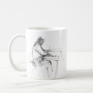 Taza De Café Pianista abstracto minimalista tocando el piano –