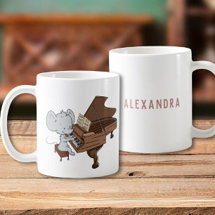 Taza De Café Pianista de ratón lindo personalizado