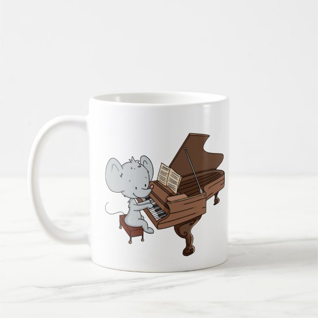 Taza De Café Pianista de ratón lindo personalizado (Izquierda)