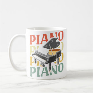 Taza De Café Pianista de teclado retro Instrumento Músico Antig