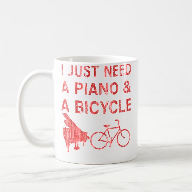 Taza De Café Piano Bicycle 	 Bike Pianist Cyclist Instrument Gi (Izquierda)