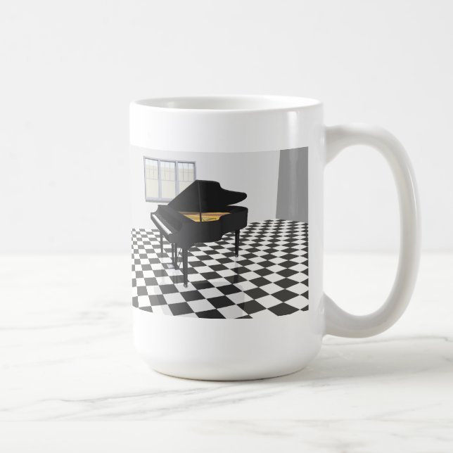 Taza De Café Piano de cola y suelo de baldosas: modelo 3D: (Derecha)