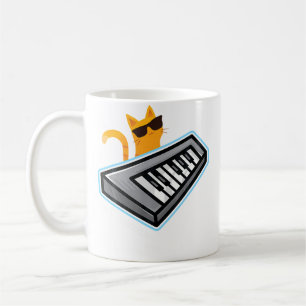 Taza De Café Piano de gato gatito lindo tocando teclado de músi