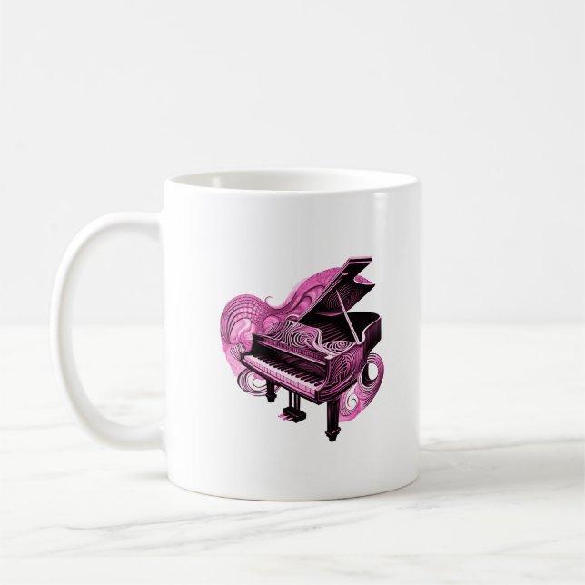 Taza De Café Piano rosa de arte estilizado (Izquierda)