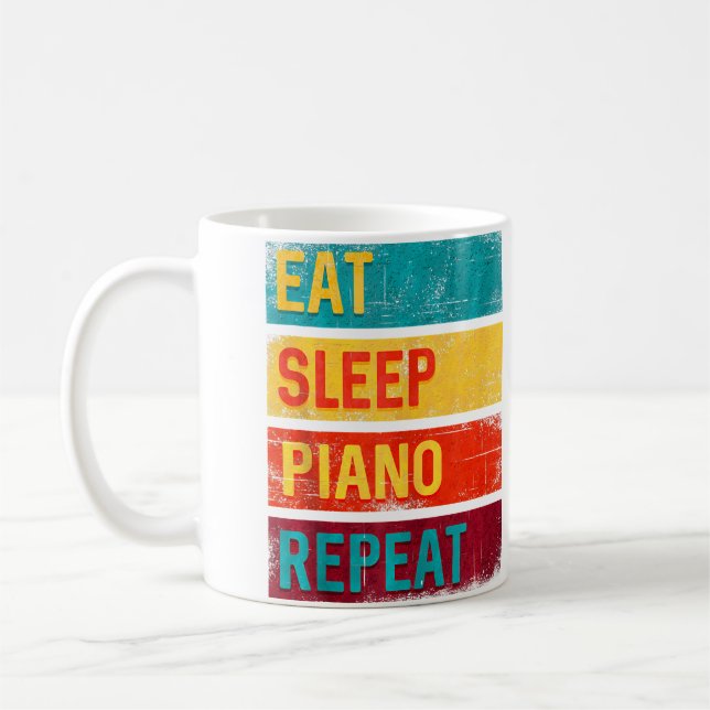 Taza De Café Piano Student Music Gift Eat Sleep Piano Repeat (Izquierda)