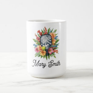 Taza De Café Pickleball con hermosas flores