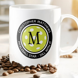Taza De Café Pickleball divertido cita personalizada inicial ne