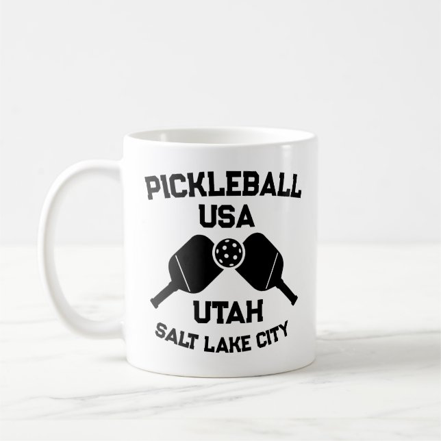 Taza De Café Pickleball Paddle Ball Salt Lake City Personalizad (Izquierda)