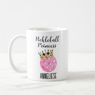 Taza De Café Pickleball Princess personalizado acuarela rosa