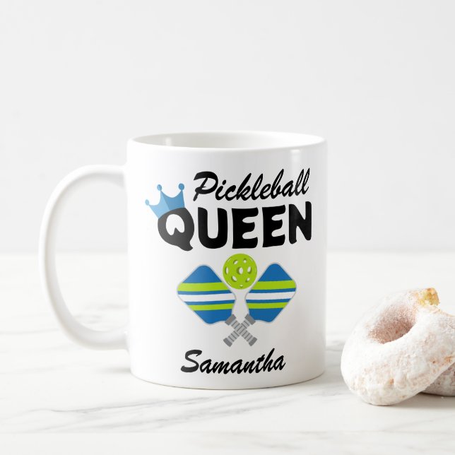 Taza De Café Pickleball Queen Pickleball Coffee Mug (Con donut)