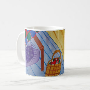 Taza De Café Picnic En El Baño De Playa