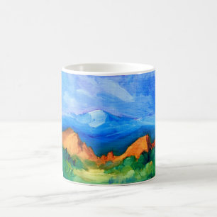 Taza De Café Pico de los Cerdos y Jardín de los Dioses en un c
