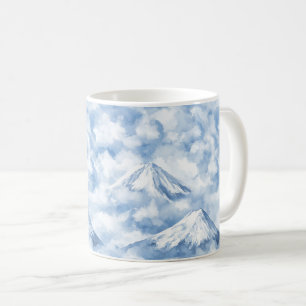 Taza De Café Picos brumosos: paisaje montañoso al acuarela (8)