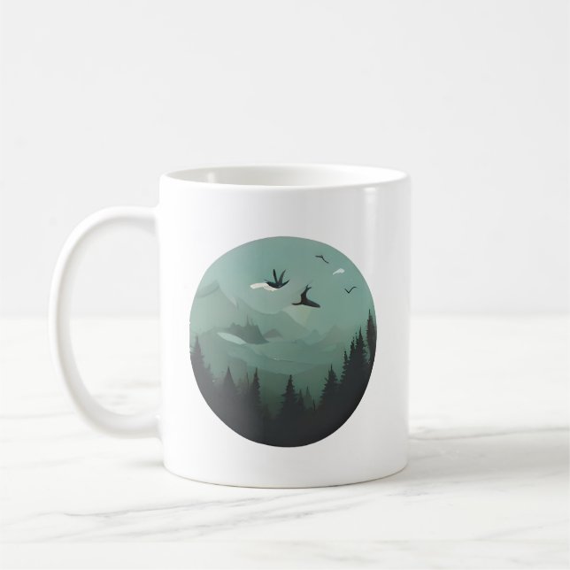 Taza De Café Picos esmeraldas y aves en alza (Izquierda)