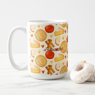 Taza De Café Pie De Apple E Ingredientes Antiguos