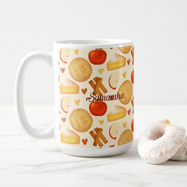 Taza De Café Pie De Apple E Ingredientes Antiguos (Con donut)