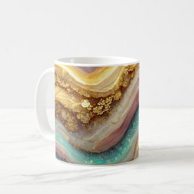 Taza De Café Piedra de Geode del árido Verde azulado rosa de Pa (Anverso izquierdo)