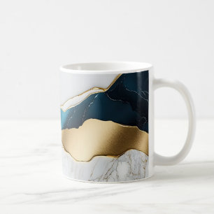Taza De Café Piedra de mármol turquesa blanca genial dorada