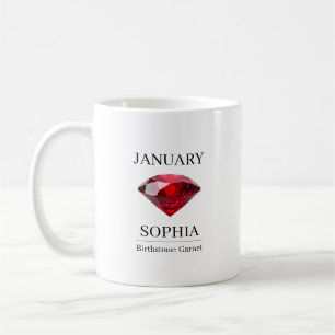 Taza De Café Piedra de nacimiento de enero Nombre de cumpleaños