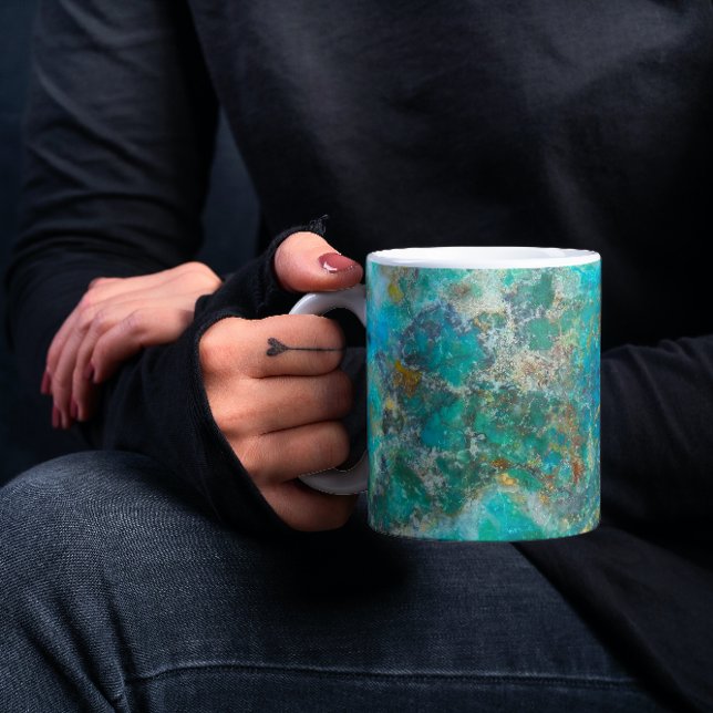 Taza De Café Piedra mineral de crisocolal azul (In Situ Held)