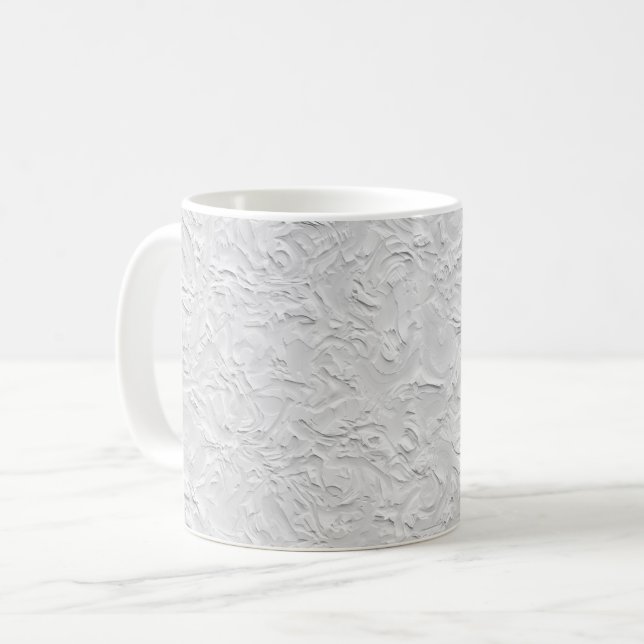 Taza De Café Piedra texturizada blanca, arte abstracto monocrom (Anverso izquierdo)