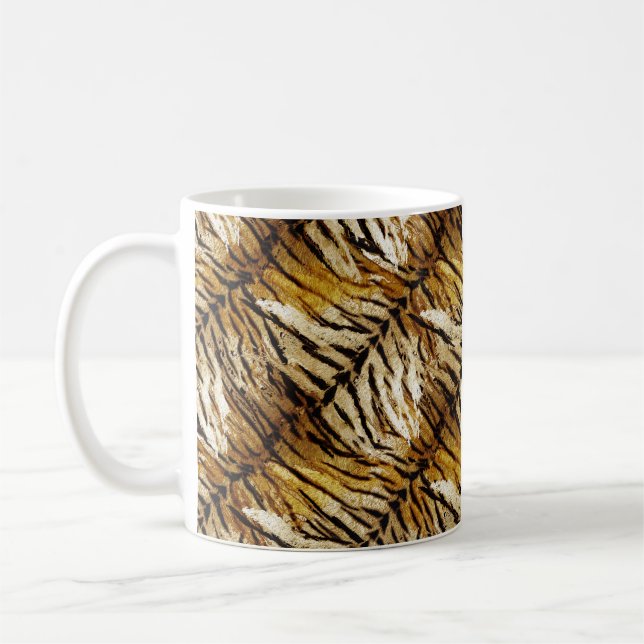 Taza De Café Piel de tigre, elegante, tigre, rayado, huella ani (Izquierda)