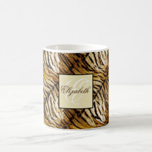 Taza De Café Piel de tigre, elegante, tigre, rayado, huella ani