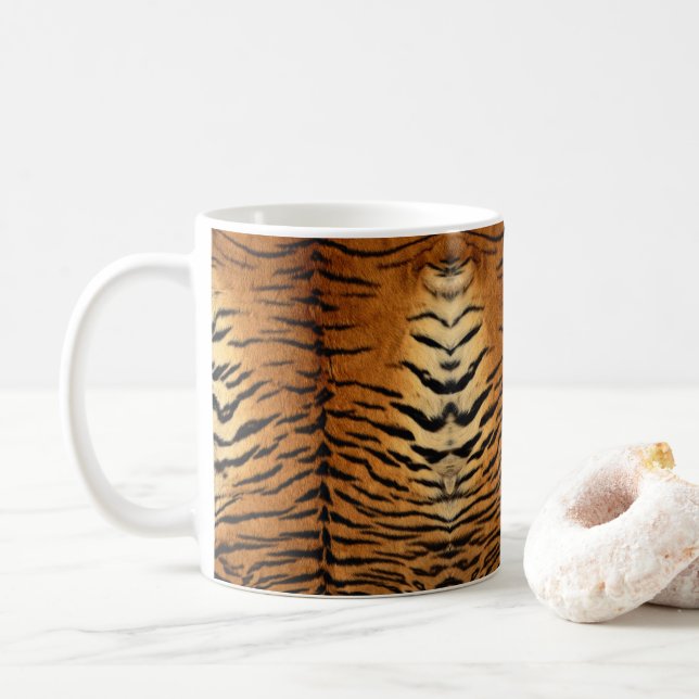 Taza De Café Piel de tigre siberiana falsa (Con donut)