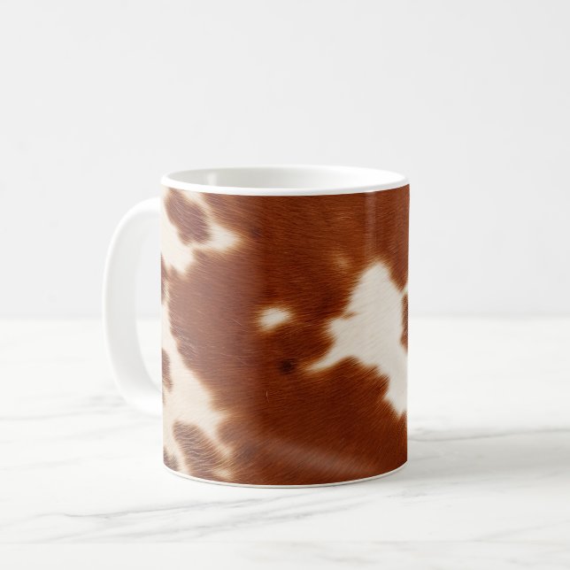 Taza De Café Piel de vaca blanco marrón (Anverso izquierdo)