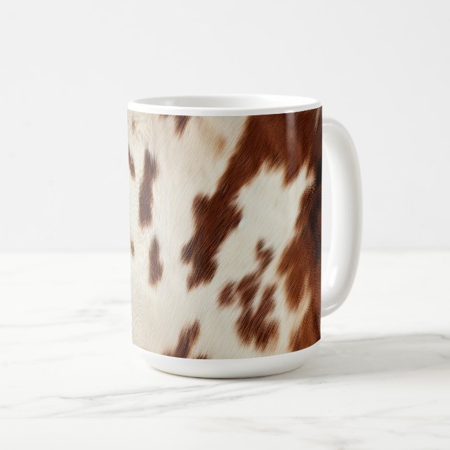 Taza De Café Piel de vaca blanco negro marrón (Anverso derecho)