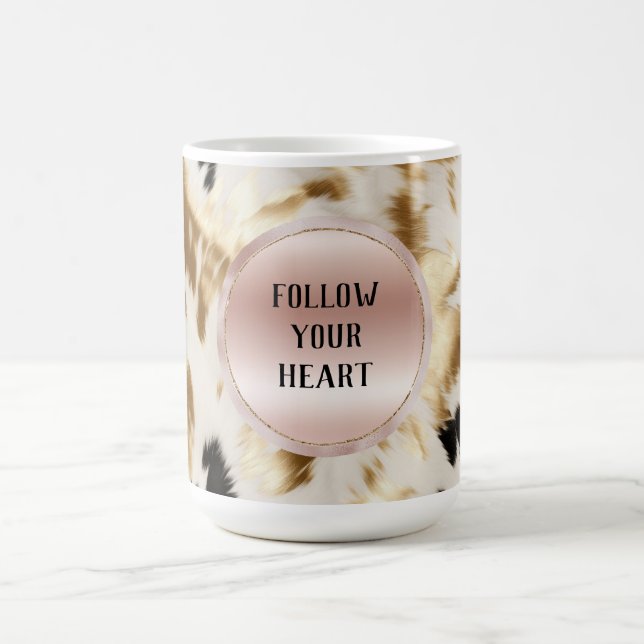 Taza De Café Piel de vaca de crema blanca y dorada occidental (Centro)