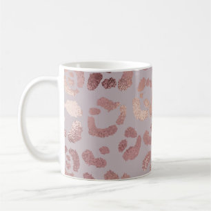 Taza De Café Piel leopardo: elegancia dorada rosa.