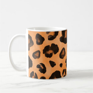 Taza De Café Pieles de leopardo, acuarela, textura sin costuras