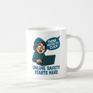 Taza De Café Piensa Antes de Hacer Clic - Conciencia de Segurid