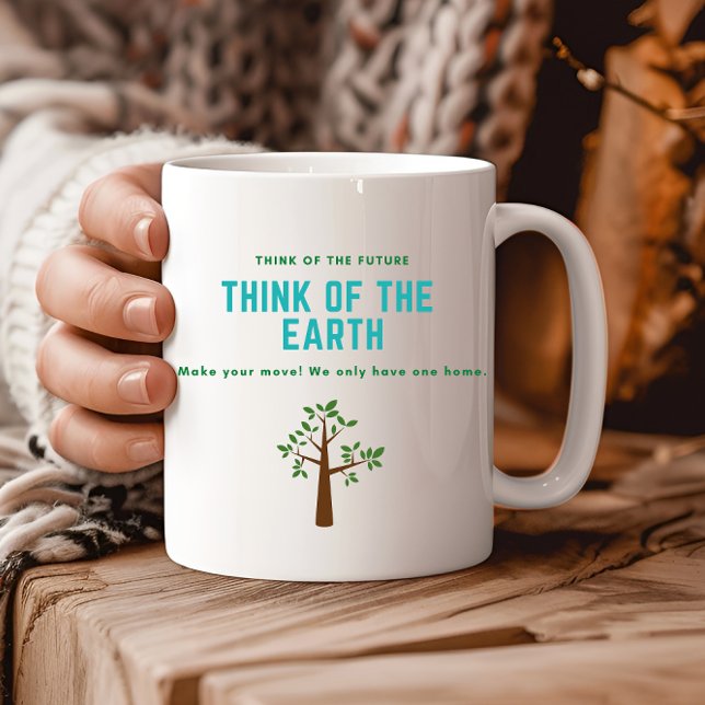 Taza De Café Piensen en la Tierra salven el planeta y detengan  (Subido por el creador)