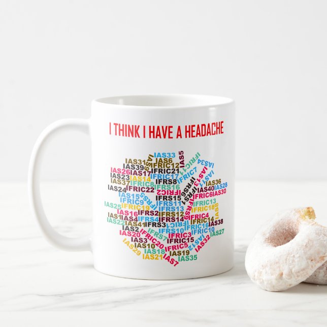 Taza De Café "Pienso que tengo un dolor de cabeza " (Con donut)