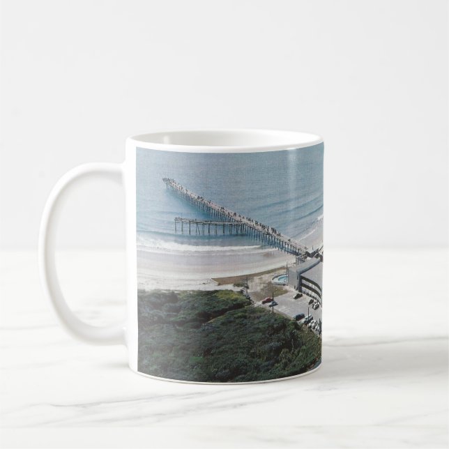 Taza De Café Pier de vapor de hierro, postal antigua de Carolin (Izquierda)