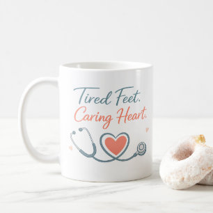 Taza De Café Pies Cansados Corazón Cuidadoso – Diseño de Agrade