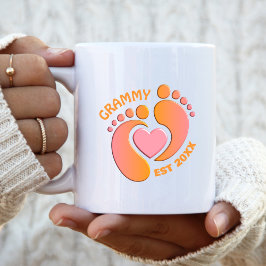 Taza De Café Pies de bebé rosados naranja Mug para Grammy