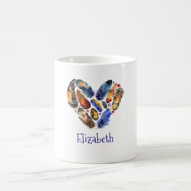 Taza De Café Pies En Forma De Corazón Acuarela Personalizada (Centro)